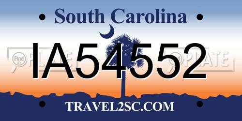IA54552 South Carolina License Plate