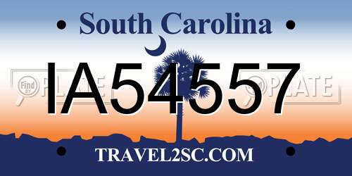 IA54557 South Carolina License Plate