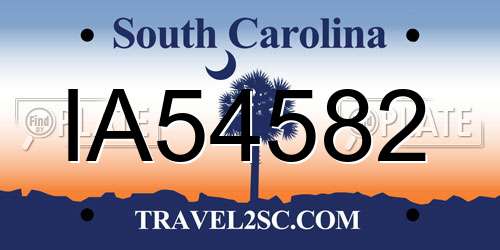 IA54582 South Carolina License Plate