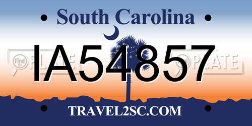 IA54857 South Carolina License Plate