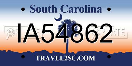 IA54862 South Carolina License Plate