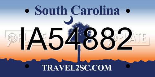 IA54882 South Carolina License Plate
