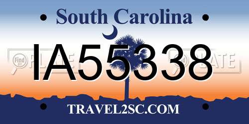 IA55338 South Carolina License Plate