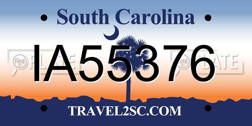 IA55376 South Carolina License Plate