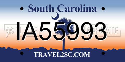 IA55993 South Carolina License Plate