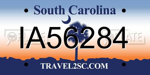 IA56284 South Carolina License Plate