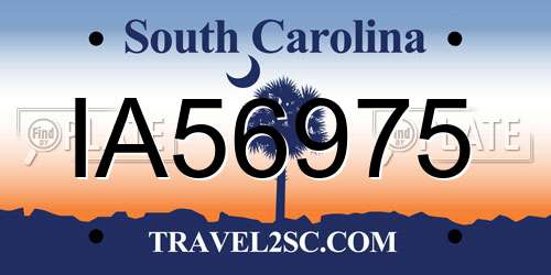IA56975 South Carolina License Plate
