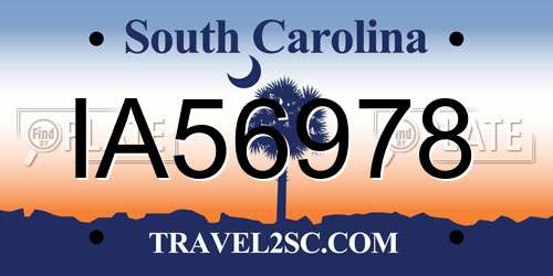 IA56978 South Carolina License Plate