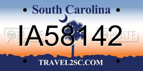IA58142 South Carolina License Plate