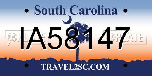 IA58147 South Carolina License Plate