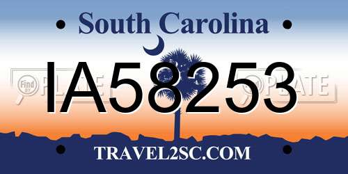 IA58253 South Carolina License Plate