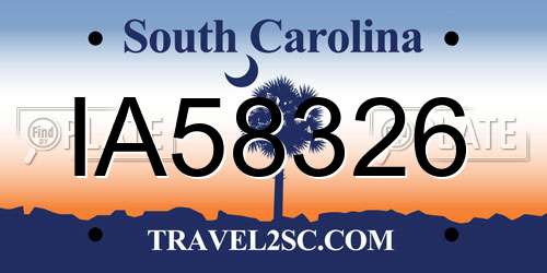 IA58326 South Carolina License Plate