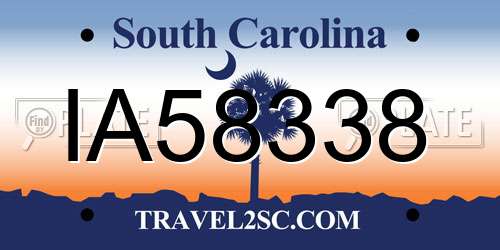 IA58338 South Carolina License Plate
