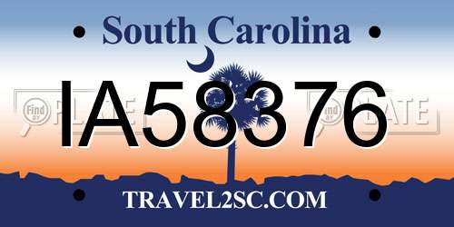 IA58376 South Carolina License Plate