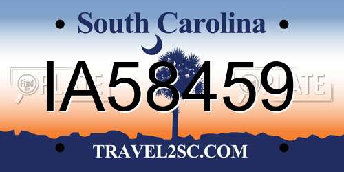 IA58459 South Carolina License Plate