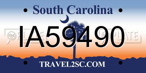 IA59490 South Carolina License Plate