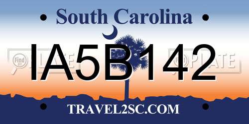 IA5B142 South Carolina License Plate