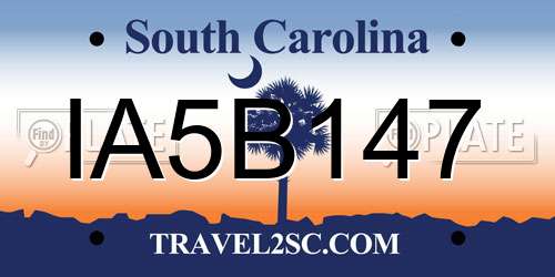 IA5B147 South Carolina License Plate