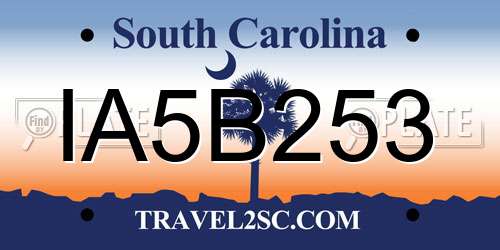 IA5B253 South Carolina License Plate