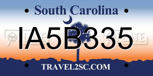 IA5B335 South Carolina License Plate