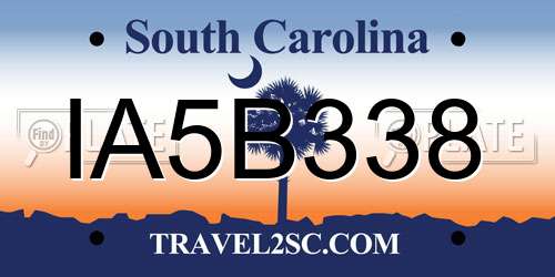 IA5B338 South Carolina License Plate