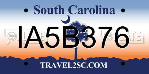IA5B376 South Carolina License Plate