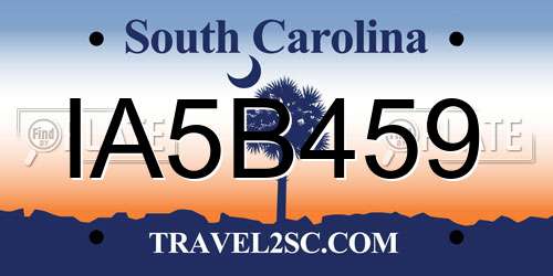 IA5B459 South Carolina License Plate