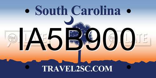 IA5B900 South Carolina License Plate