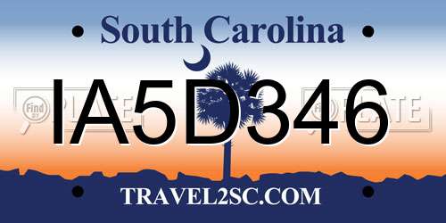 IA5D346 South Carolina License Plate
