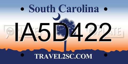 IA5D422 South Carolina License Plate