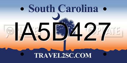IA5D427 South Carolina License Plate