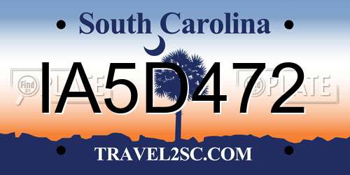 IA5D472 South Carolina License Plate