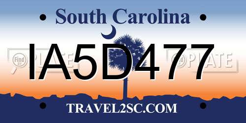 IA5D477 South Carolina License Plate