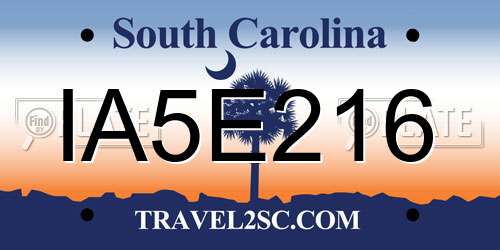 IA5E216 South Carolina License Plate