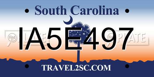 IA5E497 South Carolina License Plate
