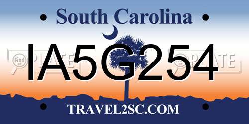 IA5G254 South Carolina License Plate