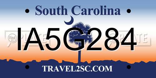 IA5G284 South Carolina License Plate