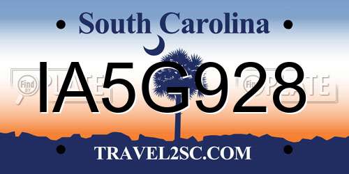 IA5G928 South Carolina License Plate