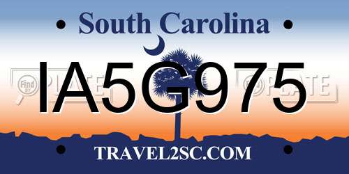 IA5G975 South Carolina License Plate