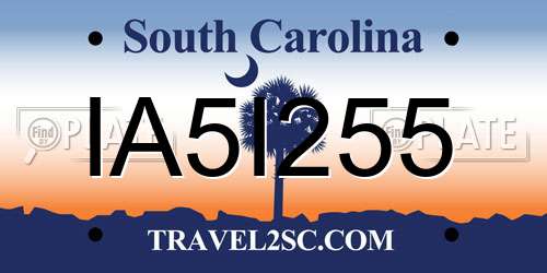 IA5I255 South Carolina License Plate