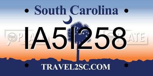 IA5I258 South Carolina License Plate