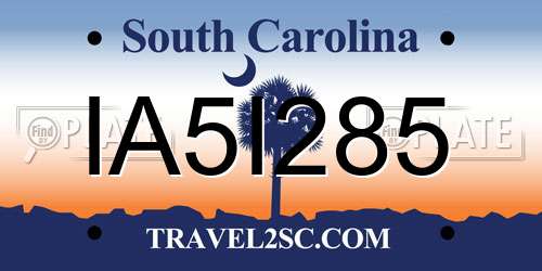 IA5I285 South Carolina License Plate