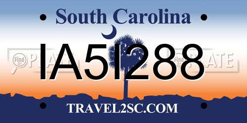 IA5I288 South Carolina License Plate