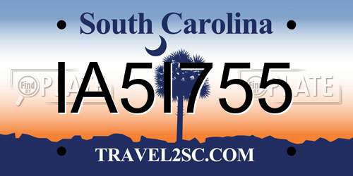 IA5I755 South Carolina License Plate