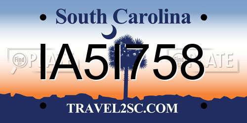 IA5I758 South Carolina License Plate