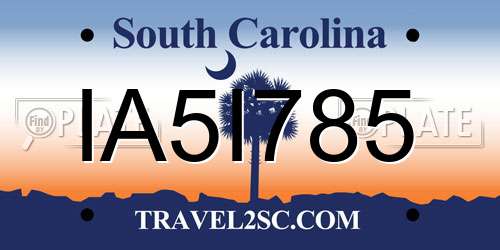 IA5I785 South Carolina License Plate