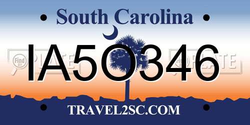 IA5O346 South Carolina License Plate