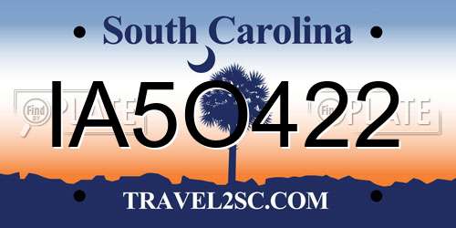 IA5O422 South Carolina License Plate