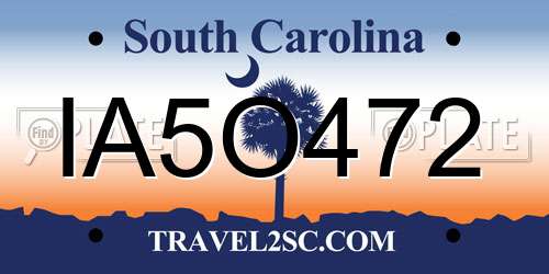 IA5O472 South Carolina License Plate