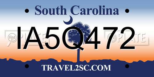 IA5Q472 South Carolina License Plate